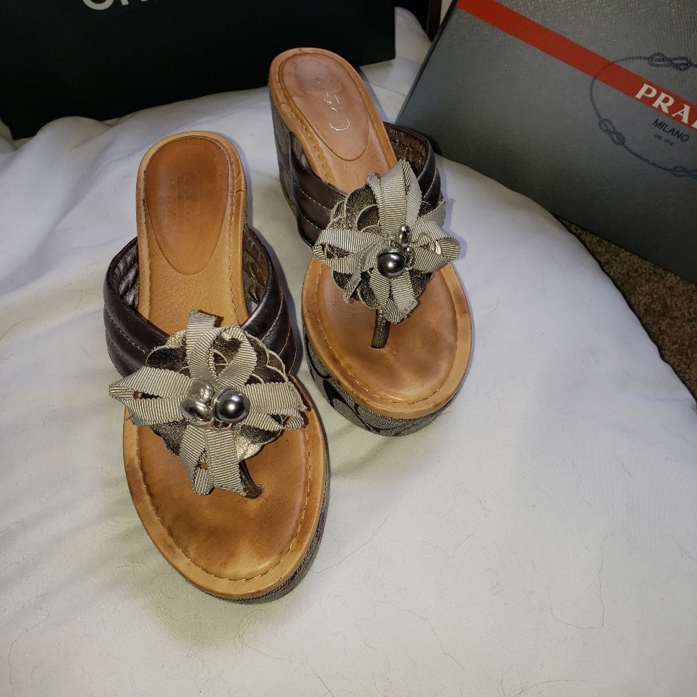Grey Coach platform sandal
